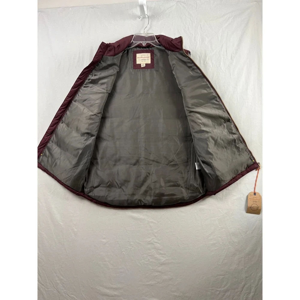 Weatherproof Vintage Puffer Vest Mens Large Burgundy Quilted Full Zip Mock Neck
